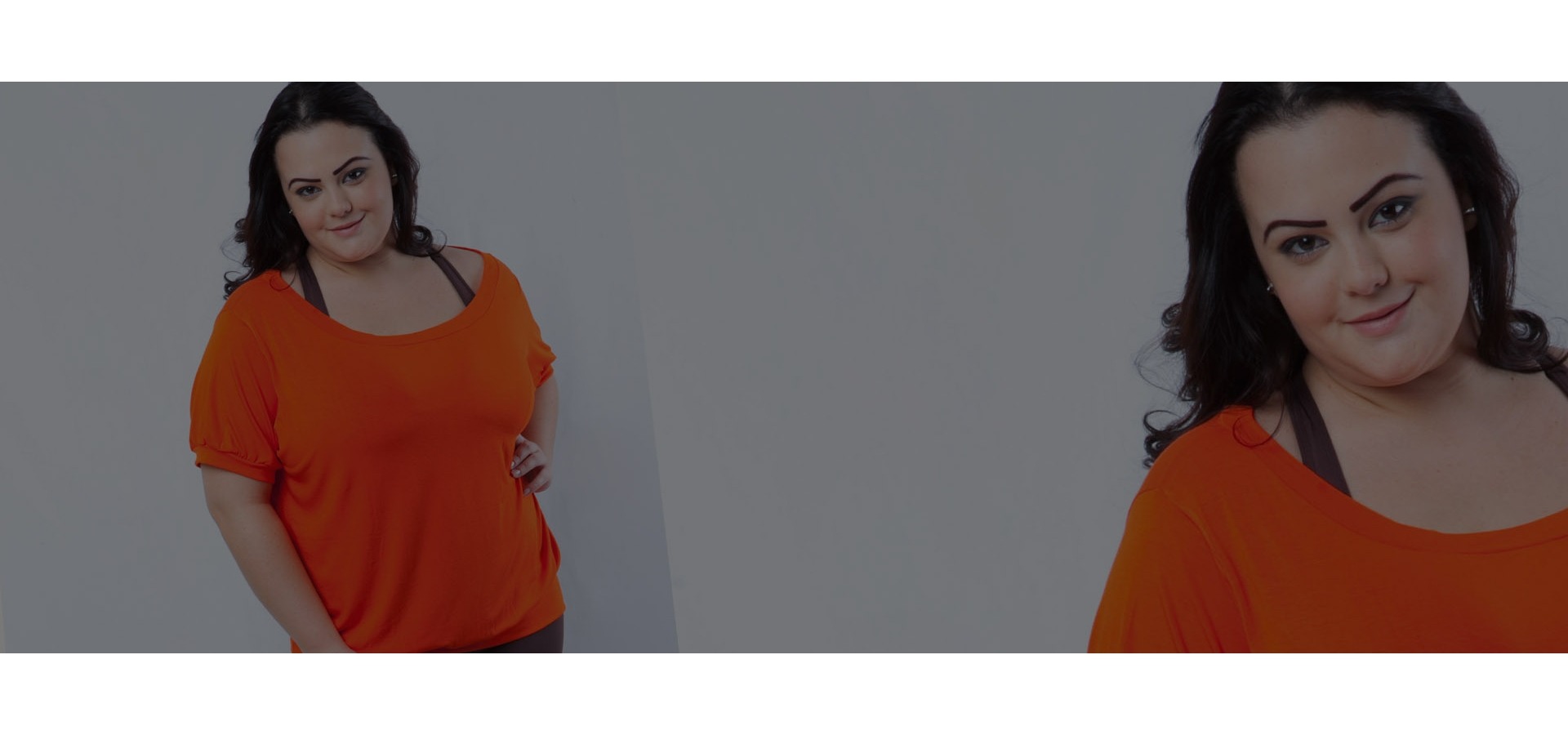 Blusa manga curta decote canoa plus size-Laranja