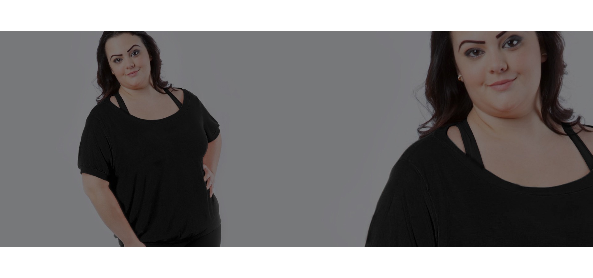 Blusa manga curta decote canoa plus size-Preto