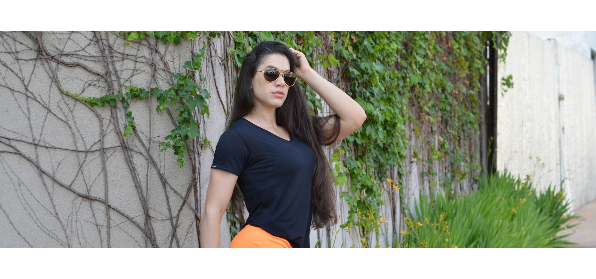 Blusa manga curta poliamida-Preto