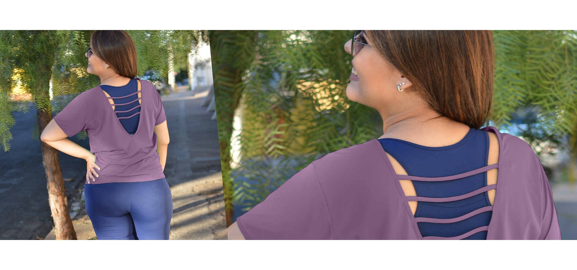 Blusa manga curta poliamida plus size-Roxo