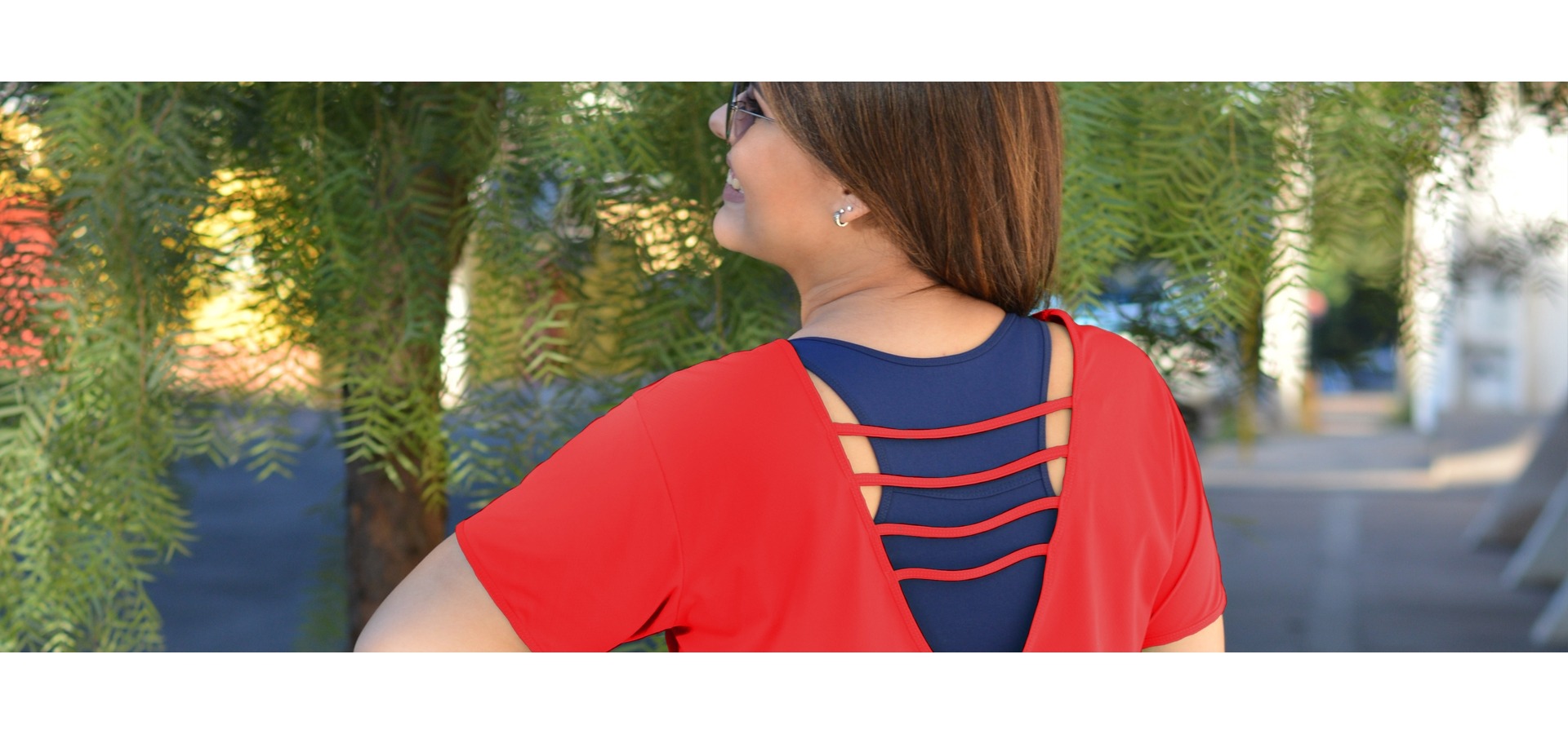 Blusa manga curta poliamida plus size-Vermelho