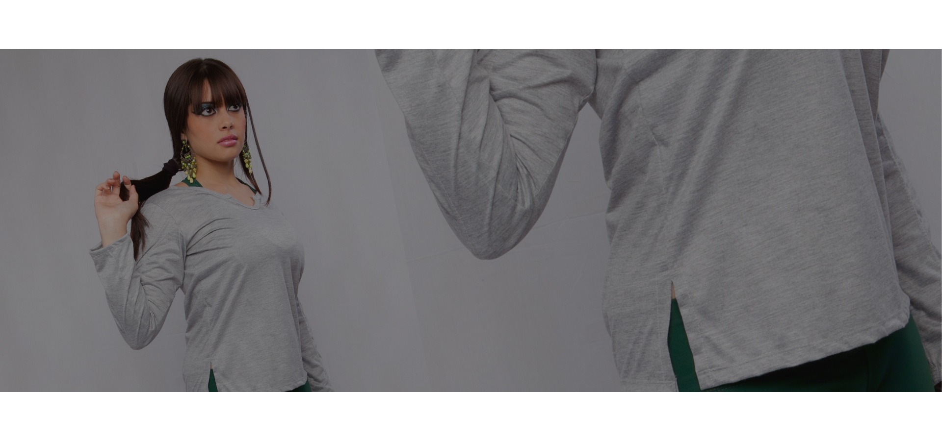 Blusa manga longa básica-Cinza