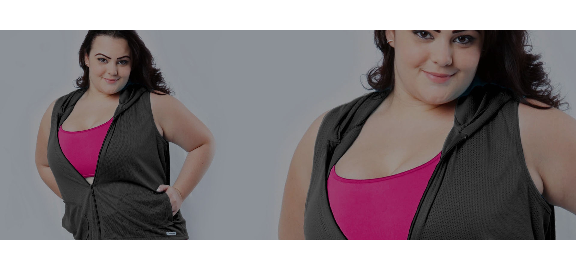 Jaqueta tela com capuz plus size-Preto