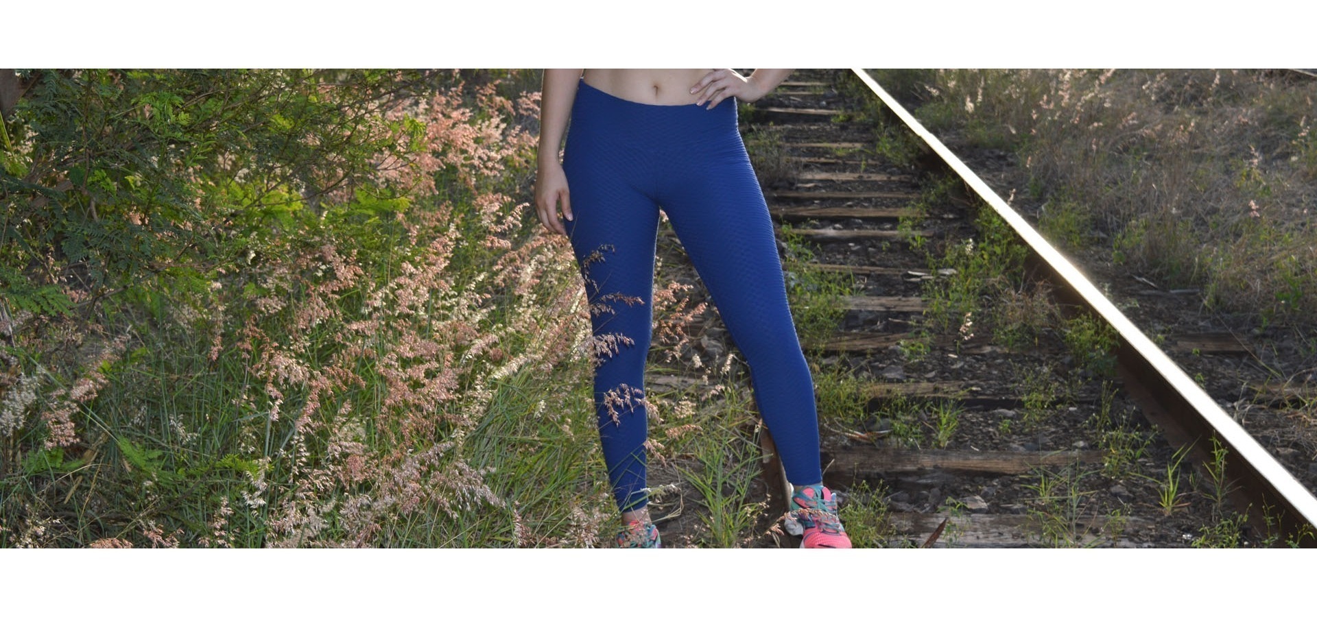Legging fitness longa jacquard-Azul