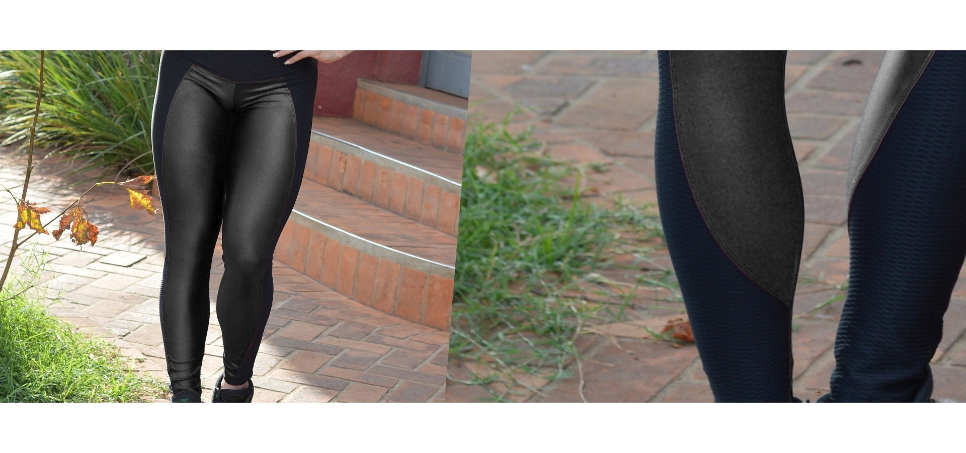 Legging longa brilho com recortes-Preto