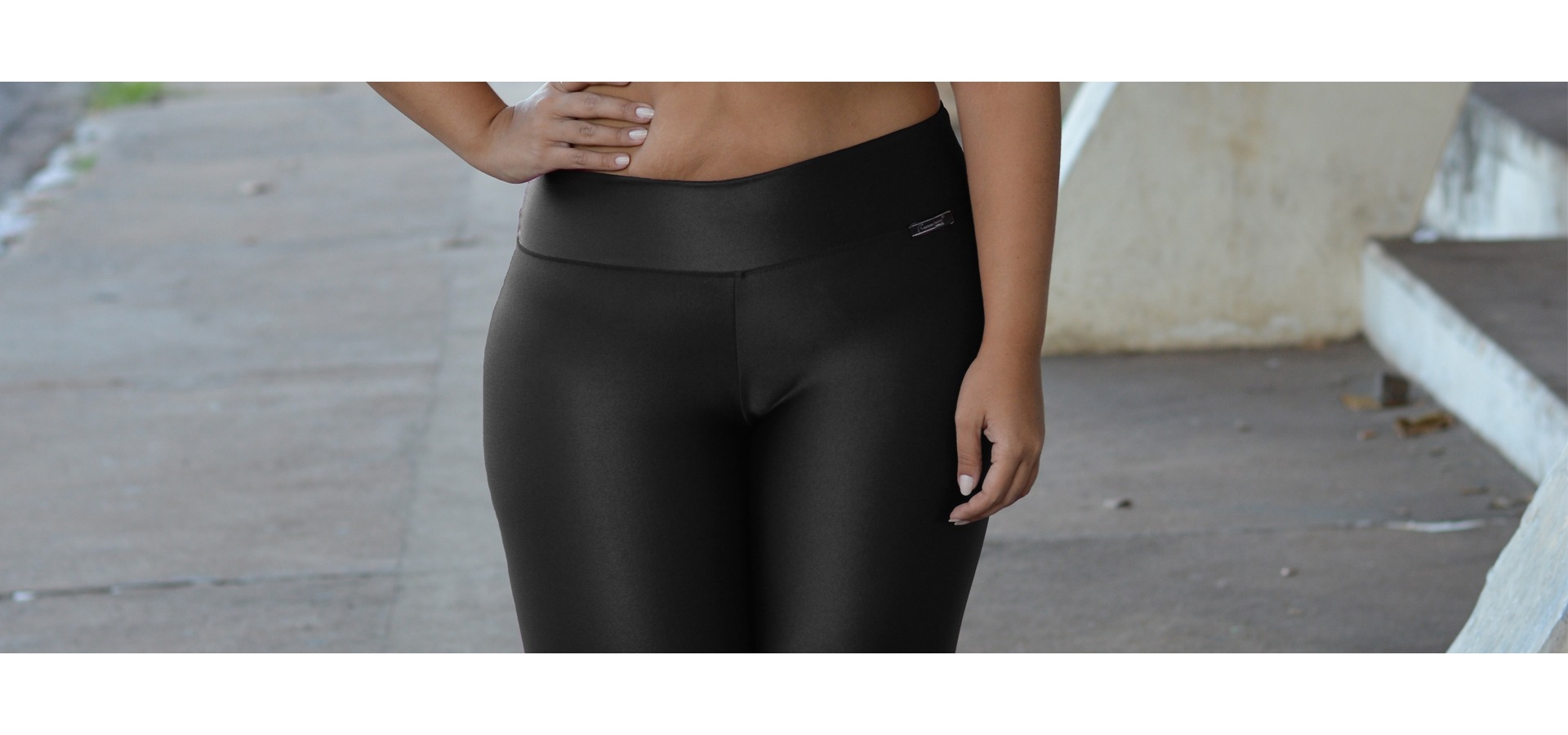 Legging longa brilho Plus size-Preto