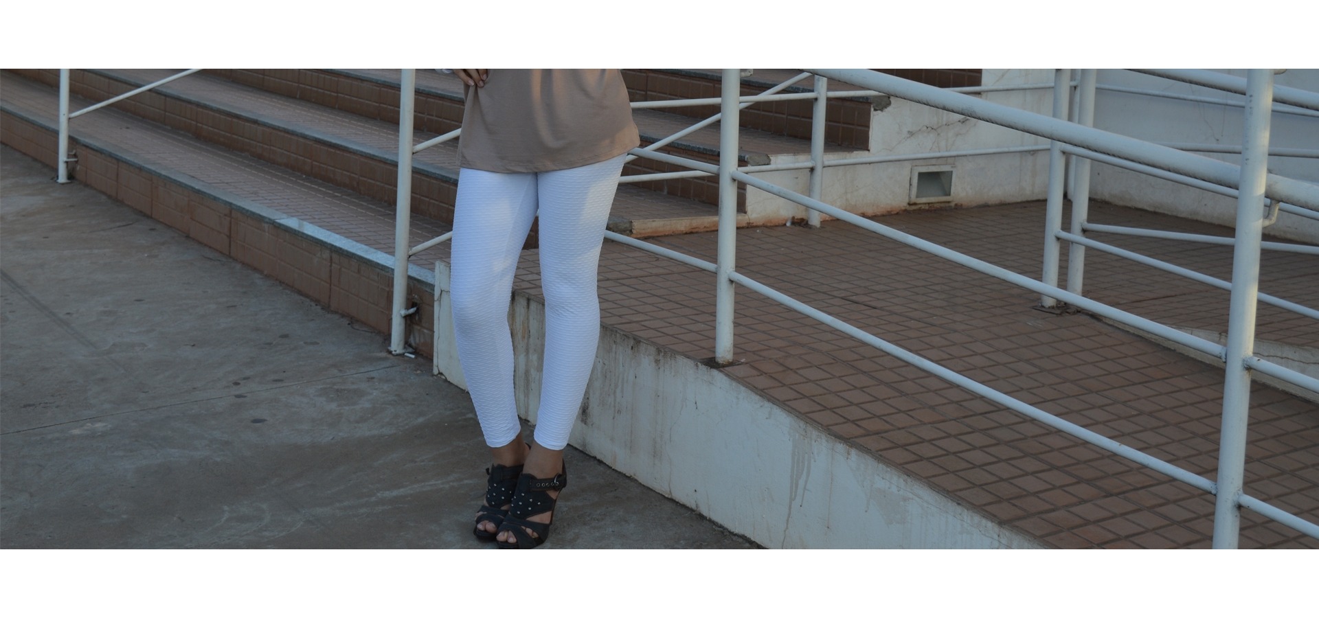 Legging longa jacquard-Branco