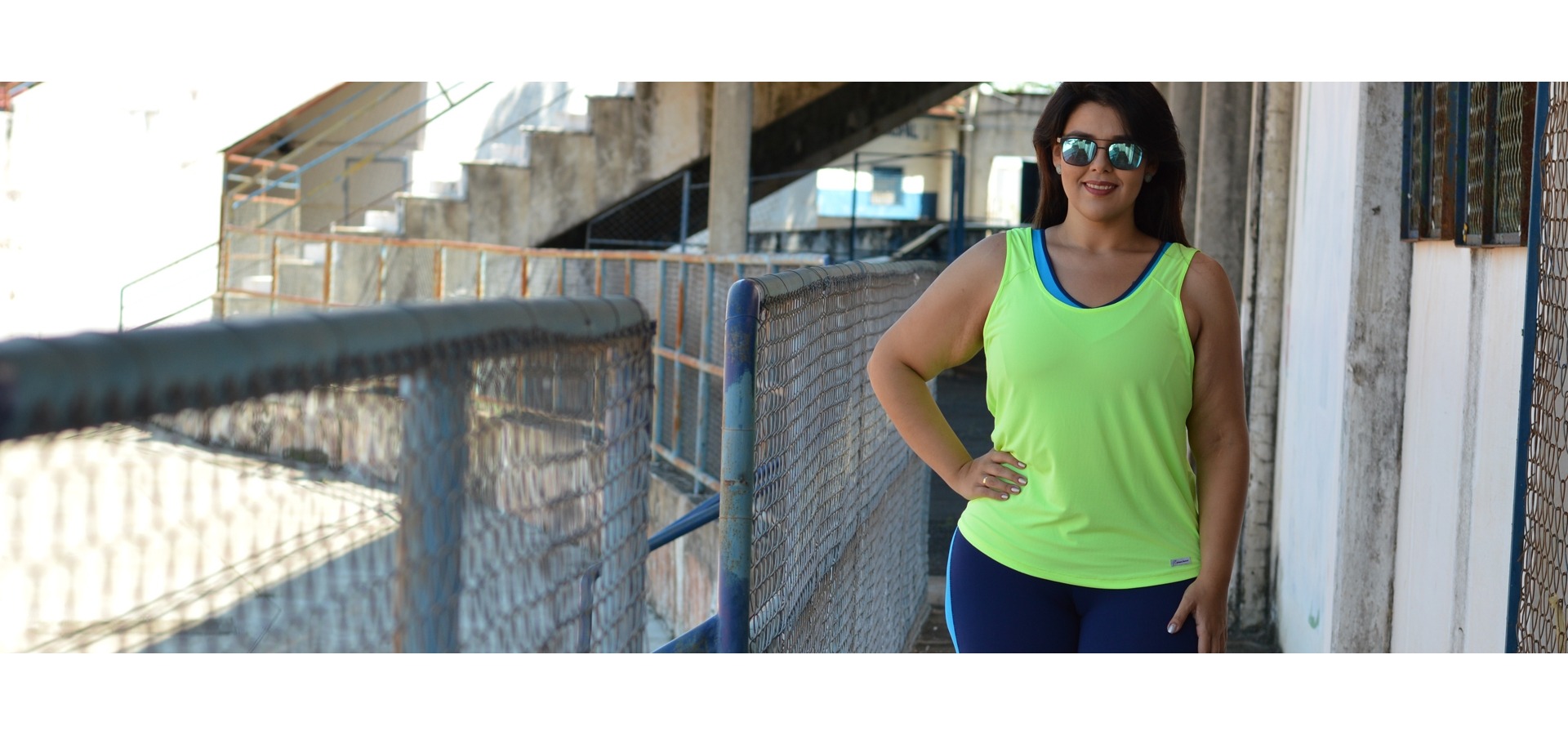 Regata básica poliamida plus size-Amarelo flúor