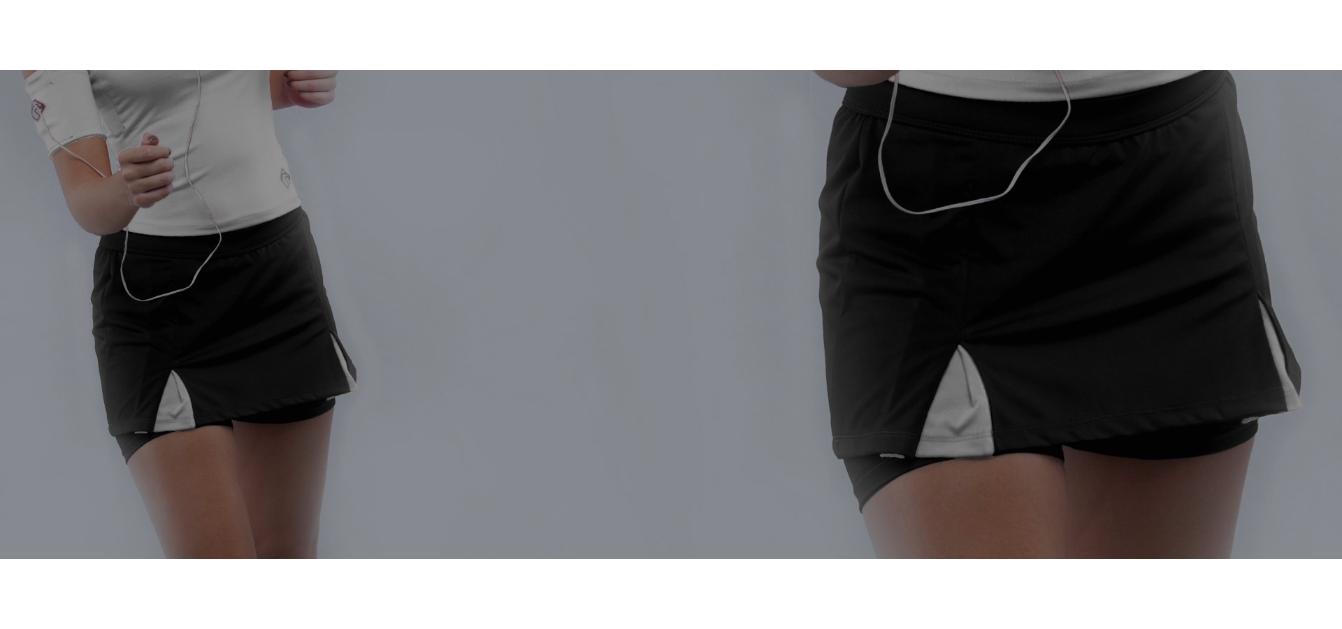 Saia short fitness com pregas-Preto