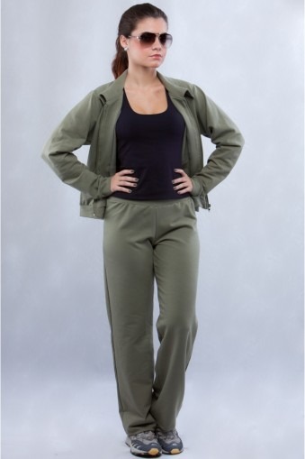 Calça agasalho feminino moletom-Caqui