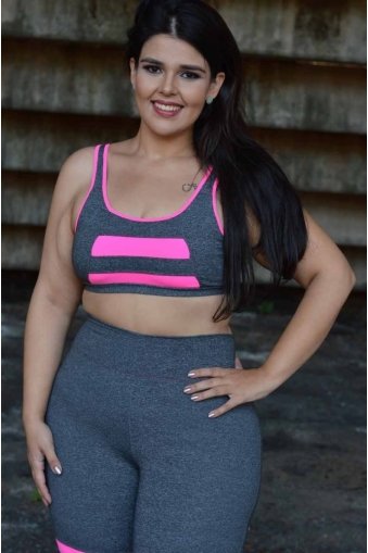 Top alça com recorte colorido plus size-Cinza