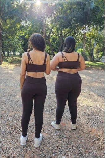 Top alta sustentação alças largas-Marrom top plus size