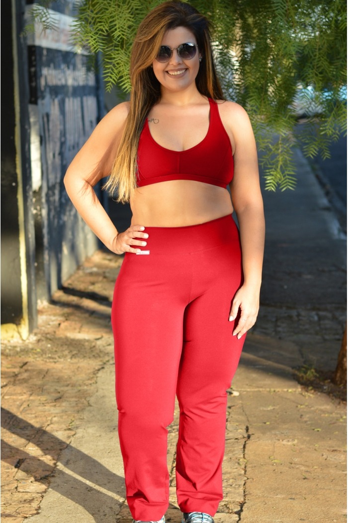 Calça Bailarina básica plus size-Vermelho 