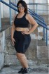 Bermuda fitness com recorte plus size-Preto