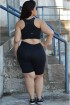 Bermuda fitness com recorte plus size-Preto