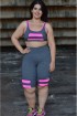 Bermuda fitness com recorte plus size-Cinza