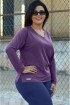 Blusa básica manga longa poliamida plus size-Roxo