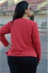 Blusa básica manga longa poliamida plus size-Vermelho