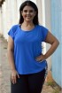 Blusa básica poliamida com aba plus size-Azul