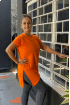 Blusa comprida frente assimétrica-Laranja