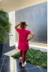 Blusa comprida frente assimétrica-Pink