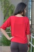 Blusa manga curta com laçinho-Vermelho