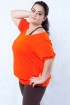 Blusa manga curta decote canoa plus size-Laranja