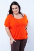 Blusa manga curta decote canoa plus size-Laranja