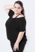 Blusa manga curta decote canoa plus size-Preto