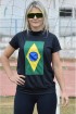 T-Shirt Brasil com cós e bandeira customizada-Preto