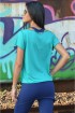 Blusa manga curta detalhe cortado-Azul piscina