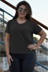 Blusa manga curta poliamida plus size-Preto