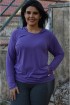 Blusa manga longa com capuz poliamida plus size-Roxo