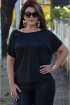 Blusa max decote costas plus size-Preto