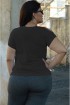 Blusa poliamida abertura manga plus size-Preto