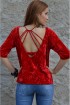 Blusa veludo max decote costas-Vermelho