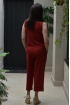 Calça pantacourt com bolso - Vermelho