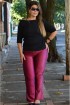 Calça flare brilho Plus Size-Marsala