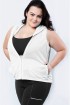 Jaqueta tela com capuz plus size-Branca