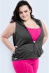 Jaqueta tela com capuz plus size-Preto