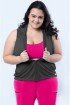 Jaqueta tela com capuz plus size-Preto