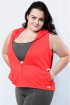 Jaqueta tela com capuz plus size-Vermelho