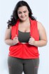 Jaqueta tela com capuz plus size-Vermelho