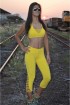 Legging fitness com tirinhas-Amarelo