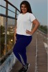 Legging fitness com tule plus size-Marinho