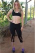 Legging fitness recorte com tule-Preto