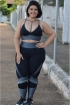 Legging plus size com recortes em veludo-Preto