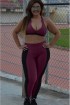 Legging longa brilho com recortes plus size-Marsala