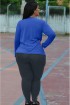 Legging longa com zíper plus size-Cinza