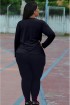 Legging longa com zíper plus size-Preto/Marsala